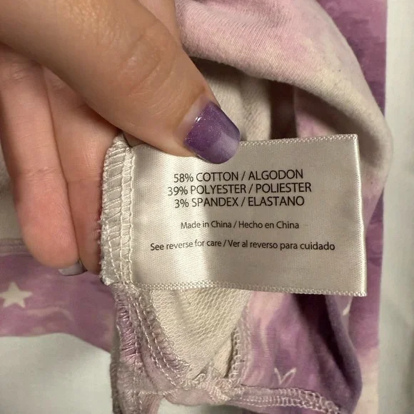 Wildfox Purple and White Tye Dye Star Crewneck Sweatshirt Large - Picture 7 of 7